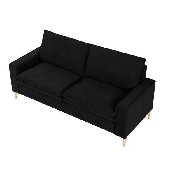 黑色，绒布室内双人沙发，金属脚，199.5*80.5*97cm-6