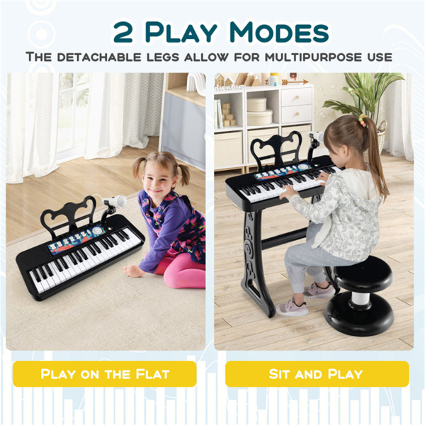 儿童钢琴，键盘37键儿童玩具键盘钢琴与麦克风 黑色（amazon shipping-发货，WALMART禁止销售）-6