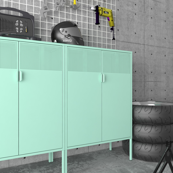 钢制储物柜，可调层压板，侧柜，鞋柜，绿色储物柜-7