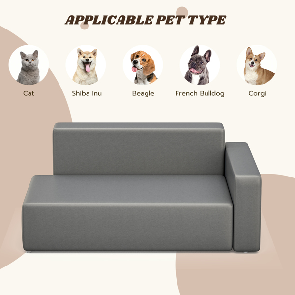 现代狗沙发 适合中小型犬的 PU 皮革坚固狗沙发 适合猫和小动物的防水宠物沙发-5