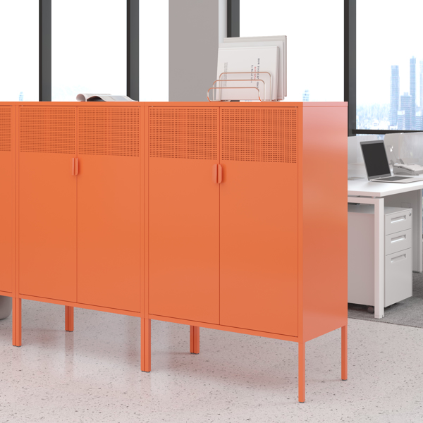 钢制储物柜，可调层压板，侧柜，鞋柜，橙色储物柜-7