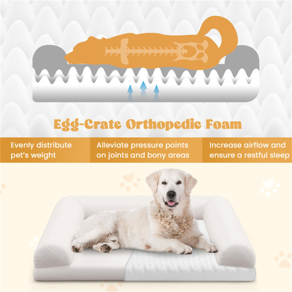 36" Orthopedic Dog Bed, Egg Foam Dog Crate Bed, 3-Sided Pillow and Removable Washable Cover, Beige (Amazon Shipping - Shipping, Walmart Prohibited) No Shipping on Weekends - 15