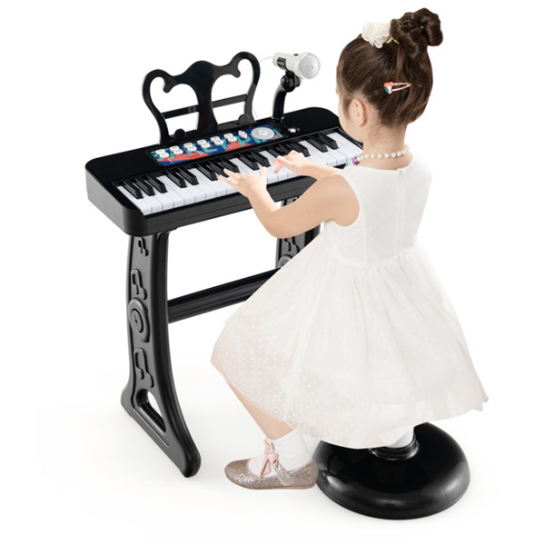 儿童钢琴，键盘37键儿童玩具键盘钢琴与麦克风 黑色（amazon shipping-发货，WALMART禁止销售）-3