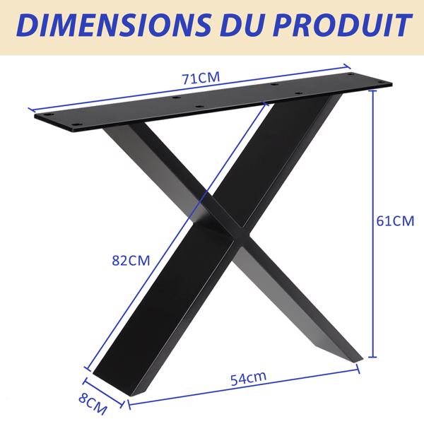 黑色桌框、X 型桌架、黑色桌腿、61 厘米咖啡桌腿、DIY 长凳用桌底、餐桌、床头柜、长凳、两件式-6