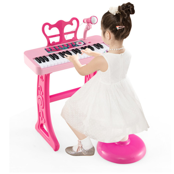 儿童钢琴，键盘37键儿童玩具键盘钢琴与麦克风粉色（amazon shipping-发货，WALMART禁止销售）-2