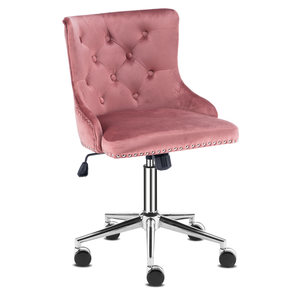  升降带轮五星脚 绒布 粉色 室内休闲椅 靠背拉点 简约北欧风格 S101-1