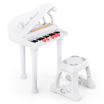 白色儿童钢琴31键儿童钢琴键盘与凳子和钢琴盖