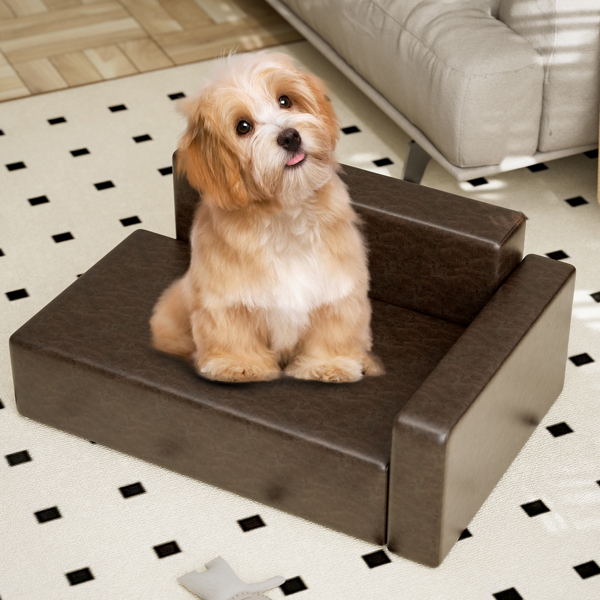 现代狗沙发 适合中小型犬的 PU 皮革坚固狗沙发 适合猫和小动物的防水宠物沙发-1