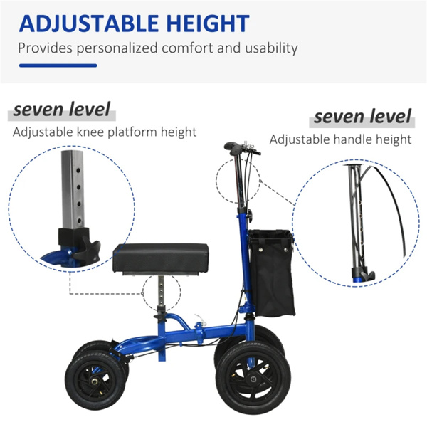 带篮子的膝踏板车，可调节高度的可操纵膝踏板车（amazon shipping-发货，WALMART禁止销售）-4