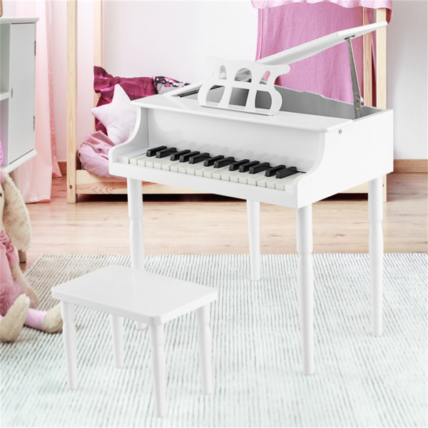 白色儿童钢琴30键木玩具儿童大钢琴与长凳和音乐架（amazon shipping-发货，WALMART禁止销售）-2