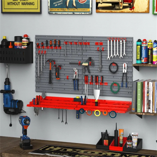 54件工具组织者与50挂钩，钉板和架子工具组织者壁挂式DIY存储-2