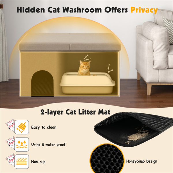 米色猫砂盒，入口鞋凳，防尿砂垫（amazon shipping-发货，WALMART禁止销售）-8