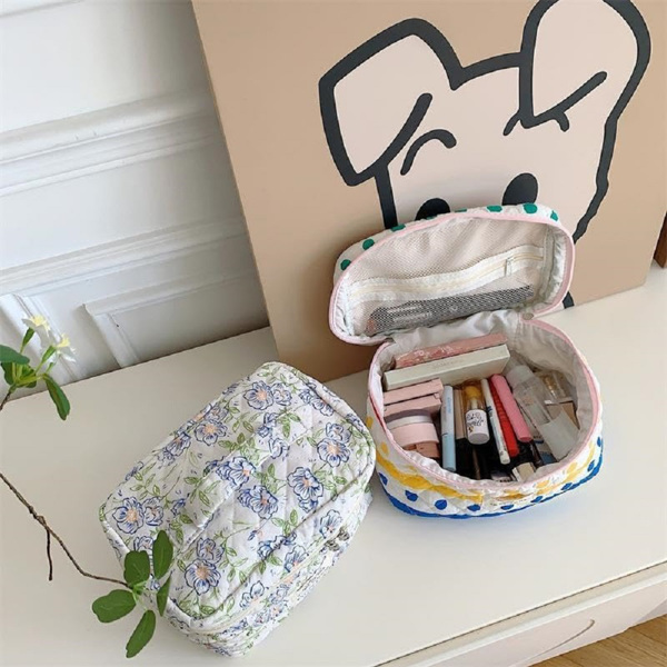 女士化妆袋（3件套）可爱的花卉化妆包，组织储物化妆包，旅行洗漱袋，手提包钱包-3
