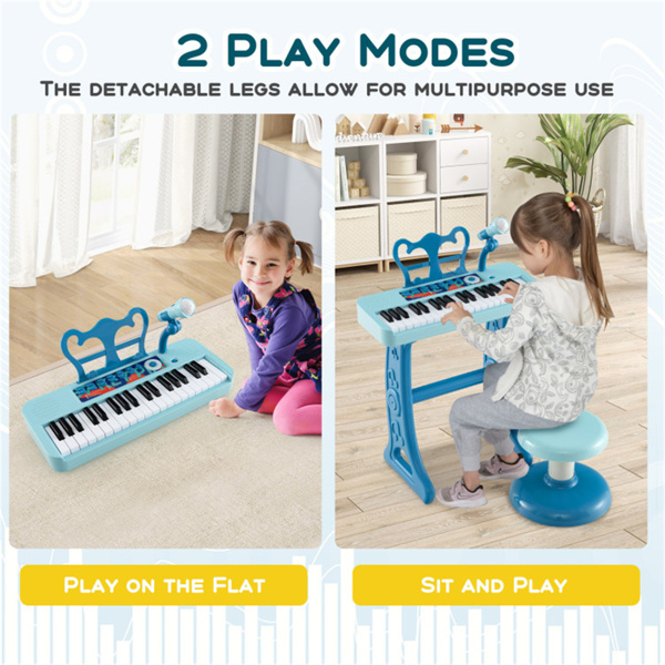 儿童钢琴，键盘37键儿童玩具键盘钢琴与麦克风蓝色（amazon shipping-发货，WALMART禁止销售）-8