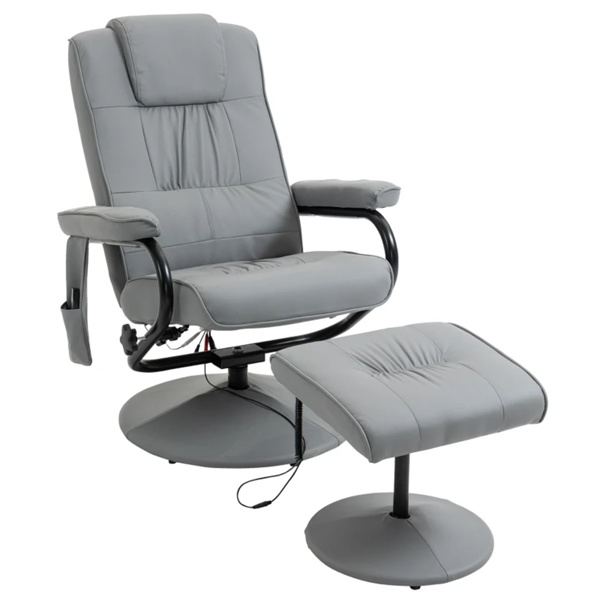 灰色带脚凳按摩椅，遥控振动按摩躺椅，客厅椅（amazon shipping-发货，WALMART禁止销售）-1