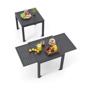 可伸缩户外餐桌，灰色庭院桌，4-6人，铝制框架（amazon shipping-发货，WALMART禁止销售）