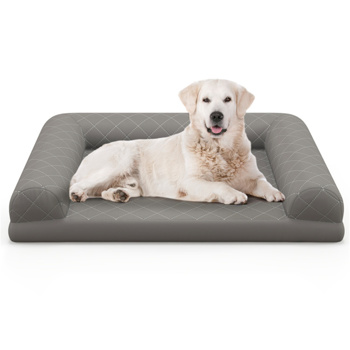 36英寸矫形狗床，鸡蛋泡沫狗箱床，3面枕和可拆卸的可洗床罩,灰色（amazon shipping-发货，WALMART禁止销售）