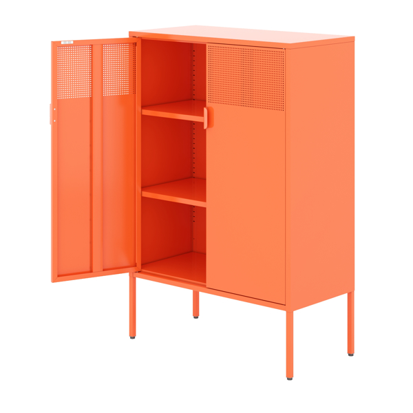 钢制储物柜，可调层压板，侧柜，鞋柜，橙色储物柜-5