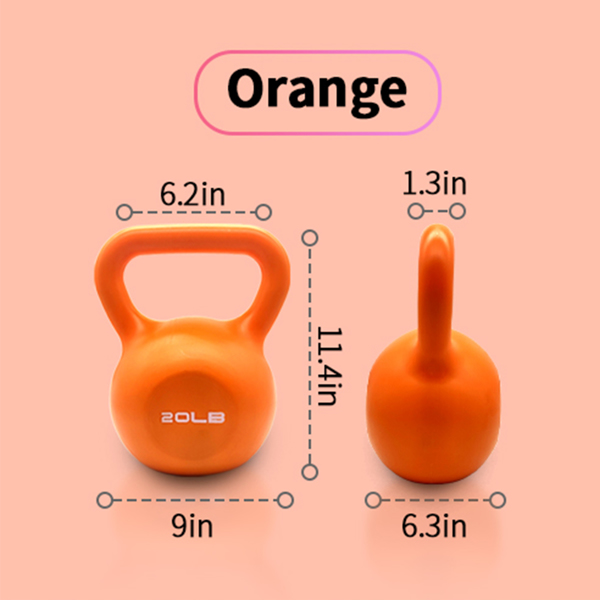 壶铃，力量训练壶铃重量组，乙烯基涂层壶铃为家庭健身房锻炼举重设备，舒适的抓地力宽处理重量20磅-4