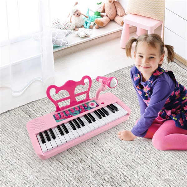 儿童钢琴，键盘37键儿童玩具键盘钢琴与麦克风粉色（amazon shipping-发货，WALMART禁止销售）-10