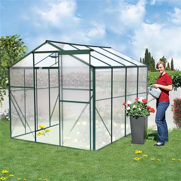 聚碳酸酯温室，6 英尺 x 8 英尺重型步入式植物园温室，适用于后院/户外-9