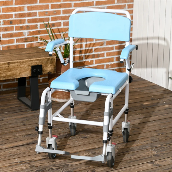 浴室轮椅，马桶轮椅，4脚轮滚动淋浴轮椅（amazon shipping-发货，WALMART禁止销售）-7