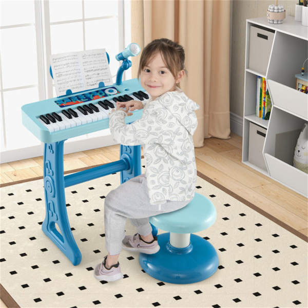 儿童钢琴，键盘37键儿童玩具键盘钢琴与麦克风蓝色（amazon shipping-发货，WALMART禁止销售）-2
