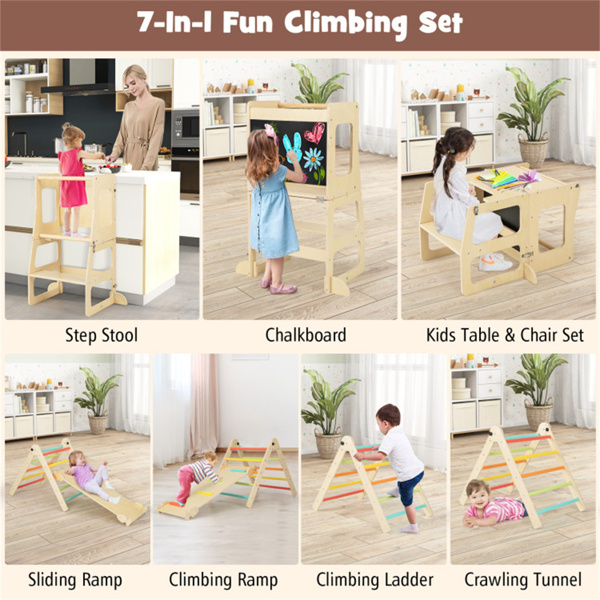 木制儿童攀爬玩具连接桌椅套装（amazon shipping-发货，WALMART禁止销售）-10