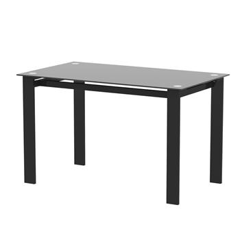 现代钢化玻璃黑色餐桌，简约长方形金属桌腿客厅厨房桌子