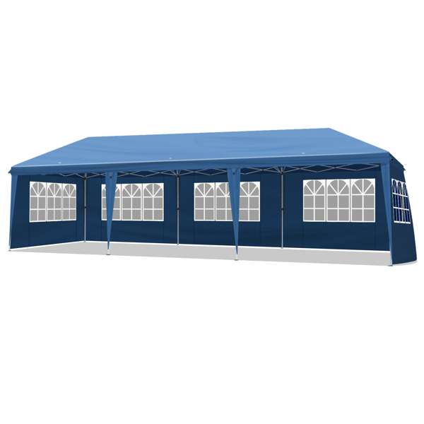 10*30ft 蓝色 8片面-6个窗2个门 折叠棚 牛津布 白色喷塑框架 配8个沙袋 配拖轮包-2