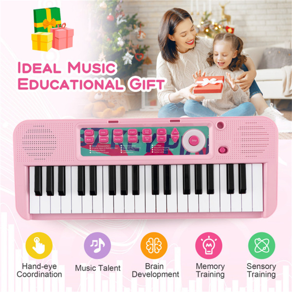 儿童钢琴，键盘37键儿童玩具键盘钢琴与麦克风粉色（amazon shipping-发货，WALMART禁止销售）-8