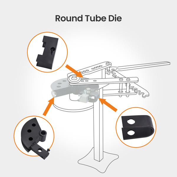 圆管弯管机模具套件Bender Die Kit fit 1-1/2" Round Tubing 120 Degree Radius 5" Round Tubing-4