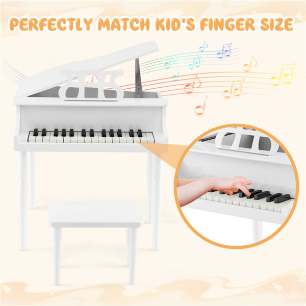 白色儿童钢琴30键木玩具儿童大钢琴与长凳和音乐架（amazon shipping-发货，WALMART禁止销售）-5