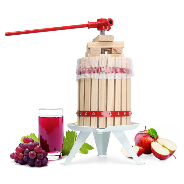 1.6Gallon/6L 水果酒压榨桶 红色 橡木桶榨汁机-5