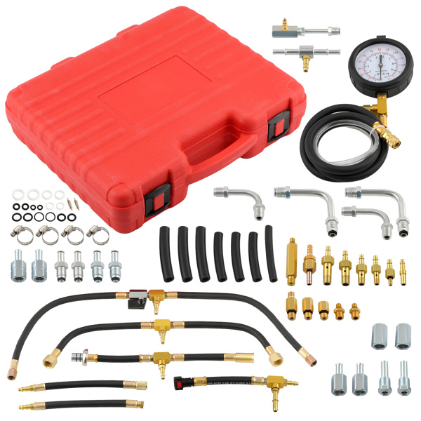 燃油喷射表压力测试仪Universal Fuel Injection Gauge Pressure Tester Hoses Fittings Pump Tool Kit-2