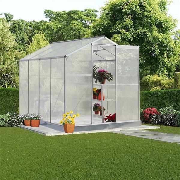 聚碳酸酯温室，6 英尺 x 8 英尺重型步入式植物园温室，适用于后院/户外-9