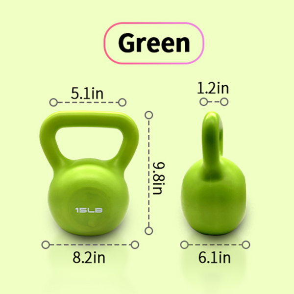 壶铃，力量训练壶铃重量组，乙烯基涂层壶铃为家庭健身房锻炼举重设备，舒适的抓地力宽处理重量15磅-2