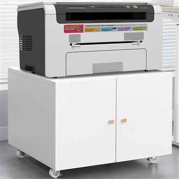 办公家具复印机柜白色 2 门钢复印机支架移动底座文件打印机支架