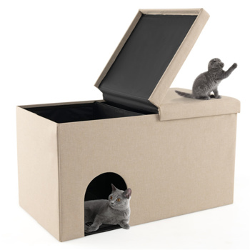 米色猫砂盒，入口鞋凳，防尿砂垫（amazon shipping-发货，WALMART禁止销售）