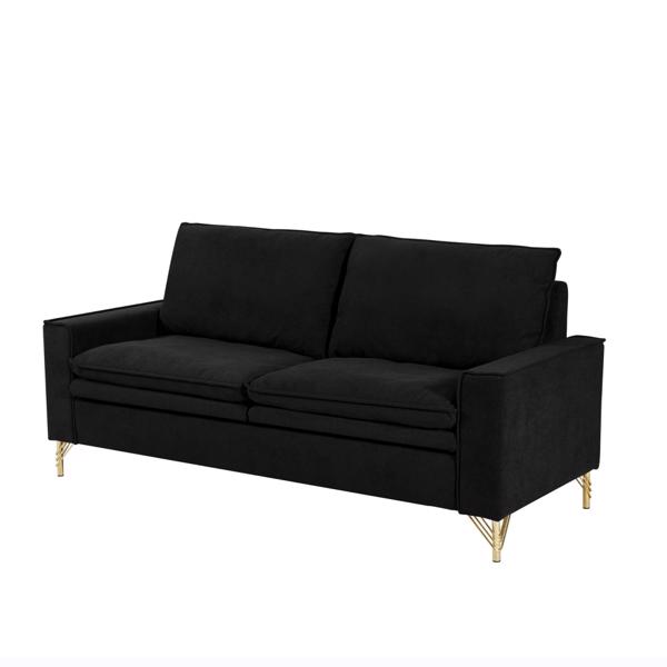 黑色，绒布室内双人沙发，金属脚，199.5*80.5*97cm-5