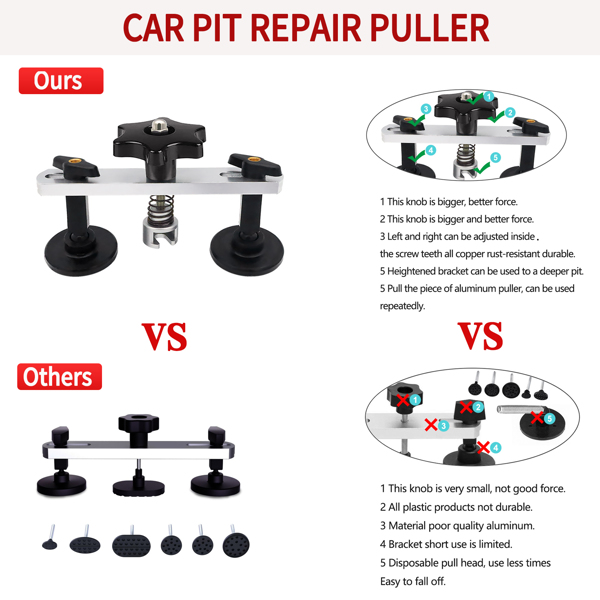 Super PDR 96 件套免漆凹痕修复套件、汽车凹痕去除工具、PDR 工具、带凹痕提升器套件、拉桥器、用于车身凹痕，套件包括除胶工具-5