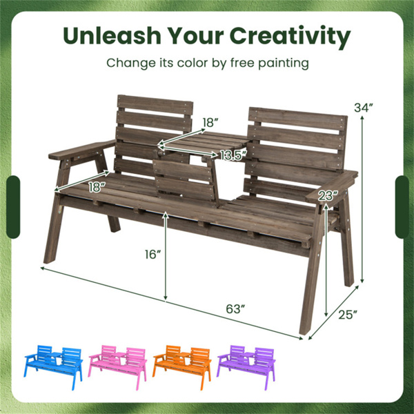 木制长凳与可折叠的中间桌子（amazon shipping-发货，WALMART禁止销售）-3