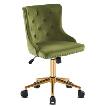  升降带轮五星脚 靠背拉点 绒布 橄榄绿 金色脚 室内休闲椅 简约北欧风格 