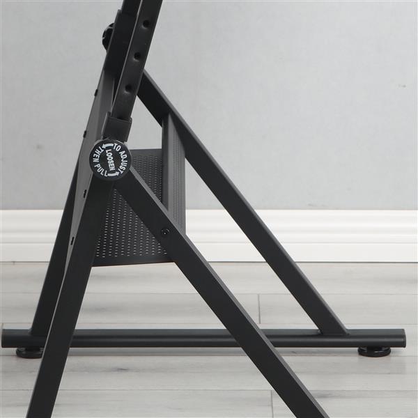 黑色可调节钢化玻璃绘图印刷桌带椅子-11