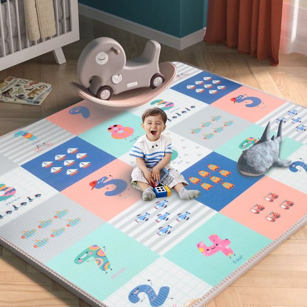 婴儿地板游戏垫，可逆泡沫婴儿游戏垫，无毒婴儿地板垫，高级收藏爬行垫，滚动儿童游戏垫，一体式防水婴儿游戏垫-3