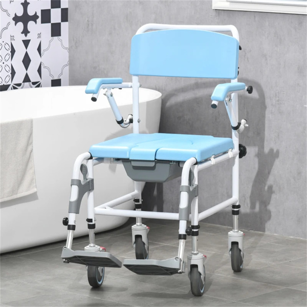 浴室轮椅，马桶轮椅，4脚轮滚动淋浴轮椅（amazon shipping-发货，WALMART禁止销售）-2