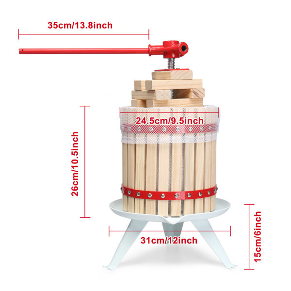  4.75Gallon/18L 水果酒压榨桶 红色 橡木桶榨汁机-4
