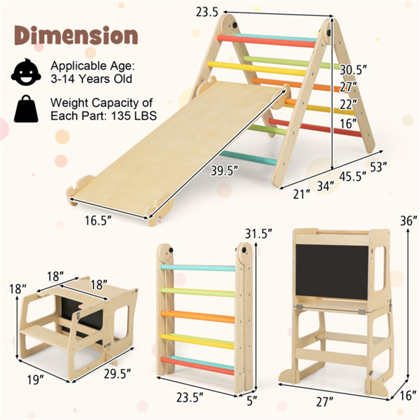 木制儿童攀爬玩具连接桌椅套装（amazon shipping-发货，WALMART禁止销售）-3