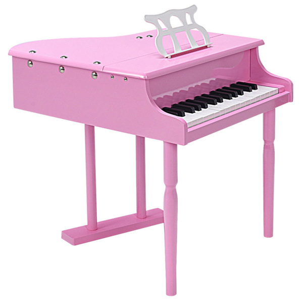 粉色儿童钢琴30键键盘玩具与长凳钢琴盖和音乐架（amazon shipping-发货，WALMART禁止销售）-5