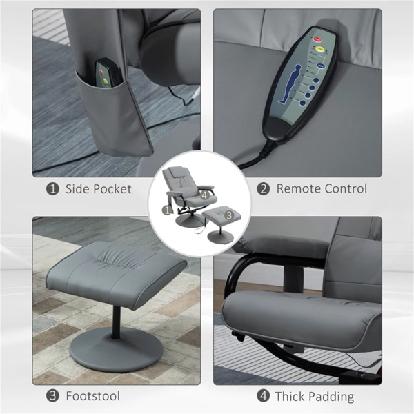 灰色带脚凳按摩椅，遥控振动按摩躺椅，客厅椅（amazon shipping-发货，WALMART禁止销售）-6